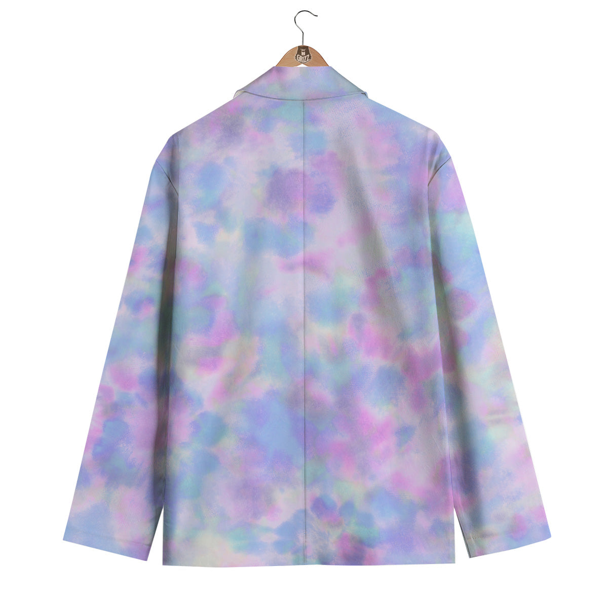Purple And Blue Tie Dye Shibori Print Men's Blazer-grizzshop