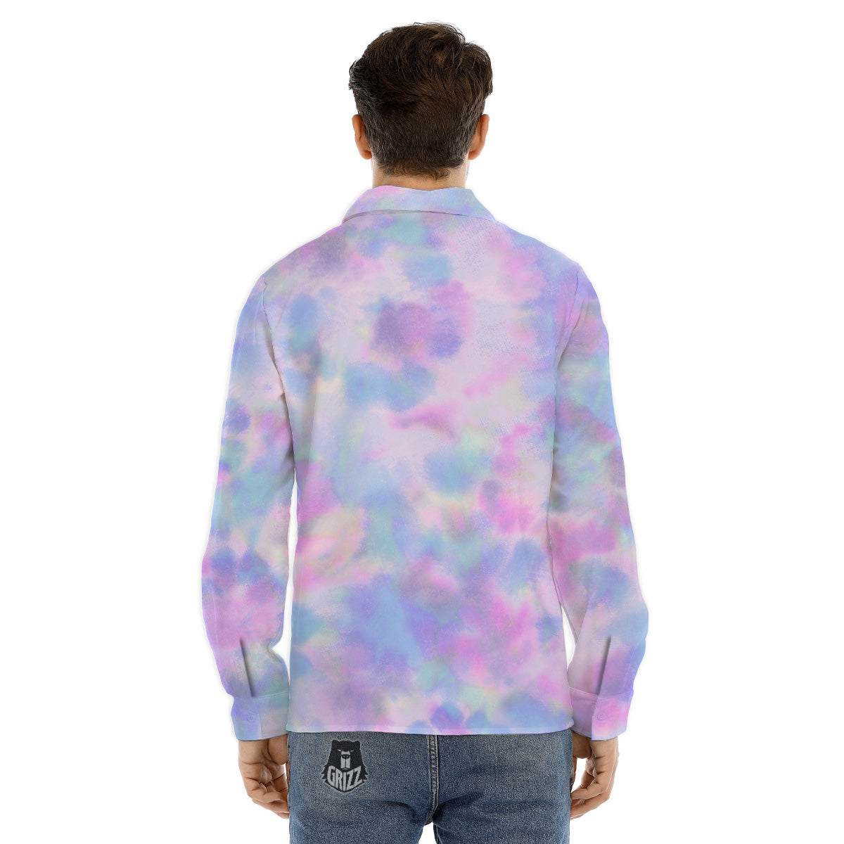 Purple And Blue Tie Dye Shibori Print Men's Dress Shirts-grizzshop