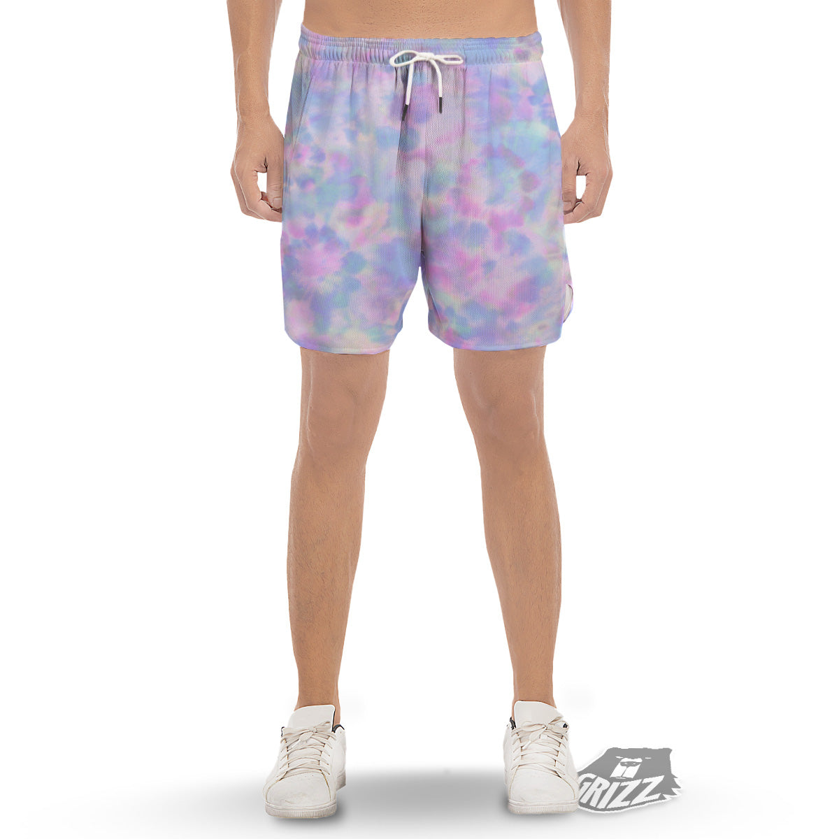 Purple And Blue Tie Dye Shibori Print Men's Gym Shorts-grizzshop
