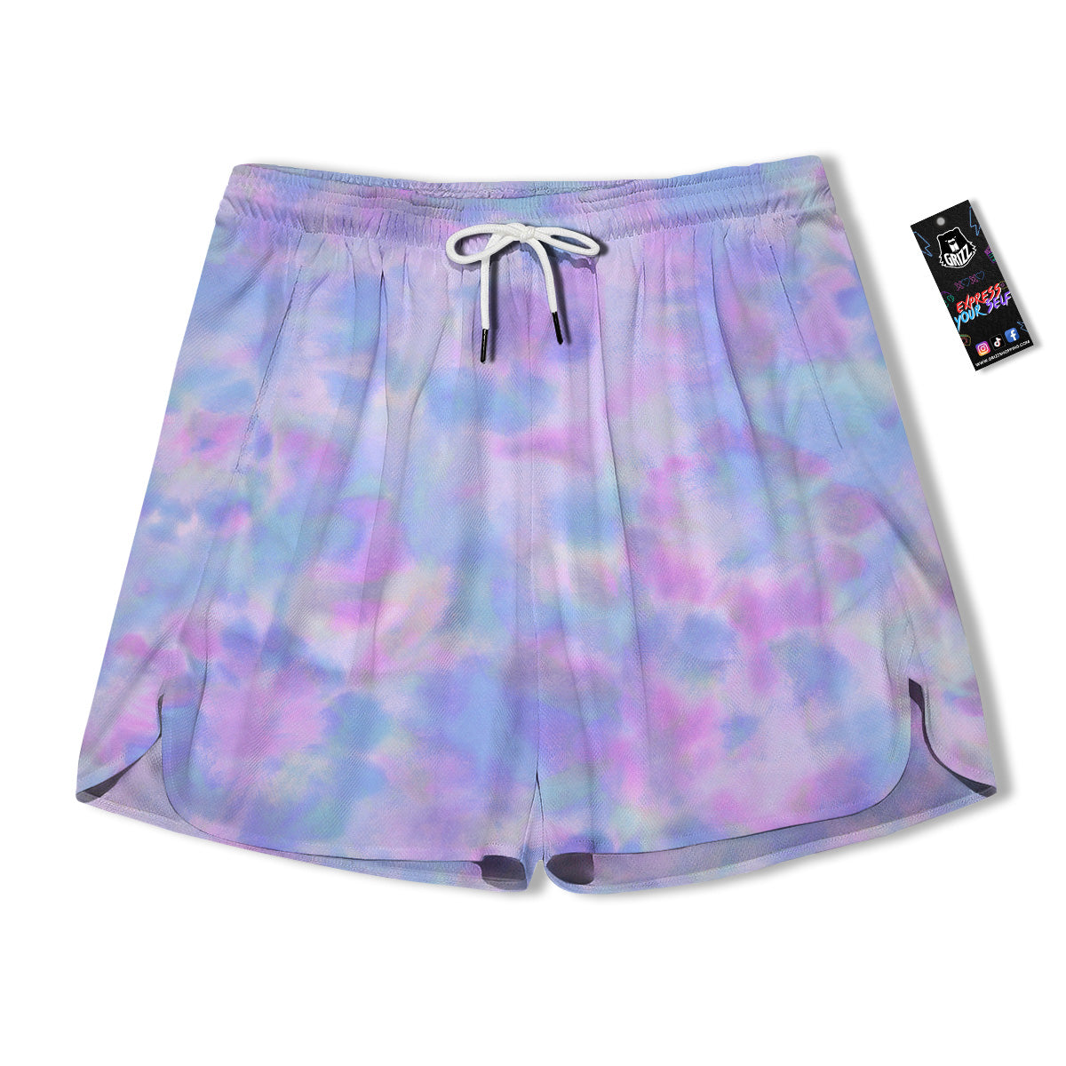 Purple And Blue Tie Dye Shibori Print Men's Running Shorts-grizzshop