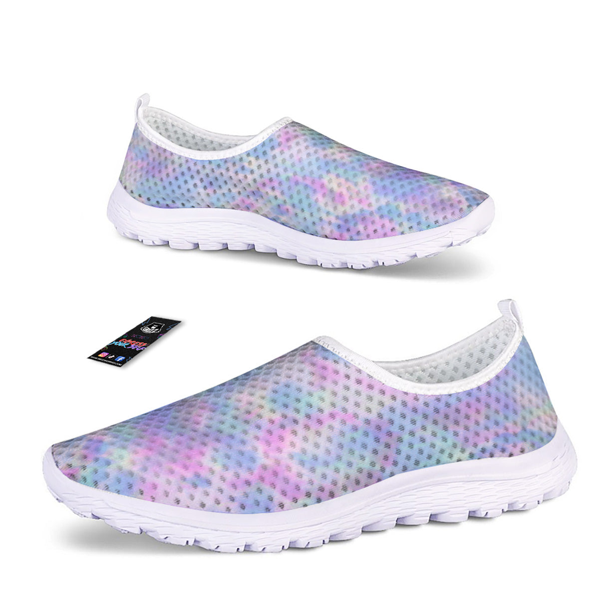 Purple And Blue Tie Dye Shibori Print Nurse Shoes-grizzshop