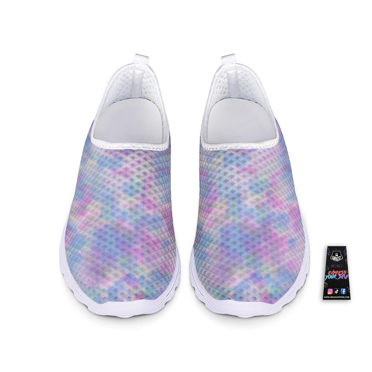 Purple And Blue Tie Dye Shibori Print Nurse Shoes-grizzshop