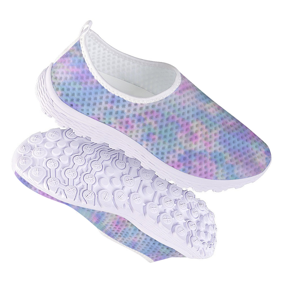 Purple And Blue Tie Dye Shibori Print Nurse Shoes-grizzshop