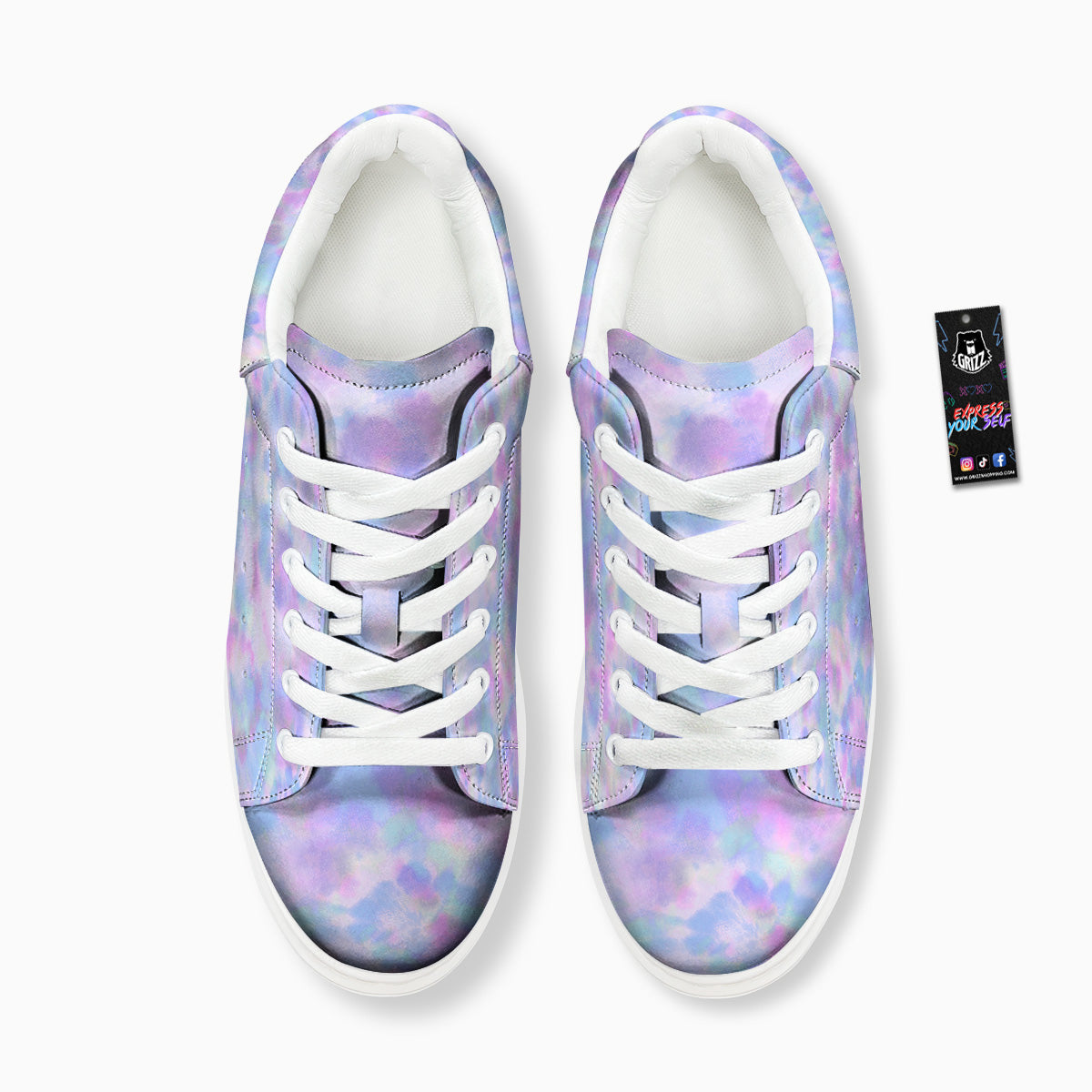 Purple And Blue Tie Dye Shibori Print Platform Shoes-grizzshop