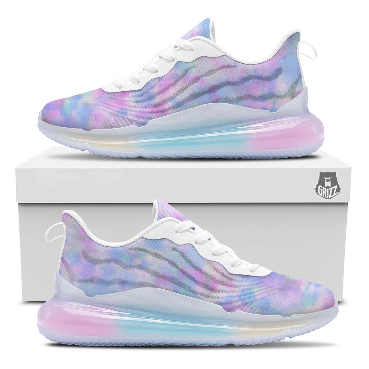 Purple And Blue Tie Dye Shibori Print Running Sneakers-grizzshop