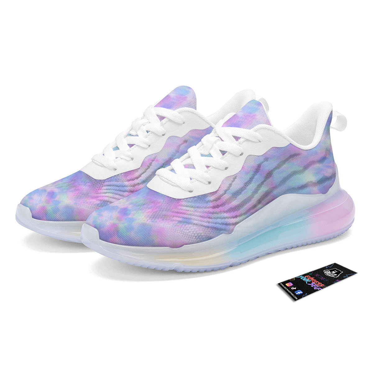 Purple And Blue Tie Dye Shibori Print Running Sneakers-grizzshop
