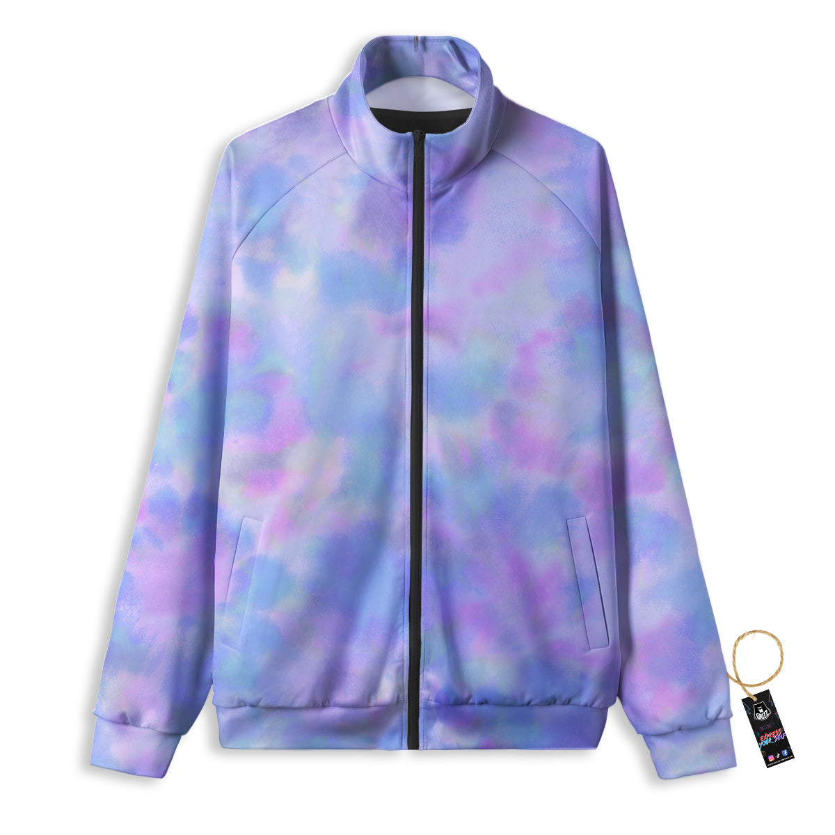 Purple And Blue Tie Dye Shibori Print Track Jacket-grizzshop