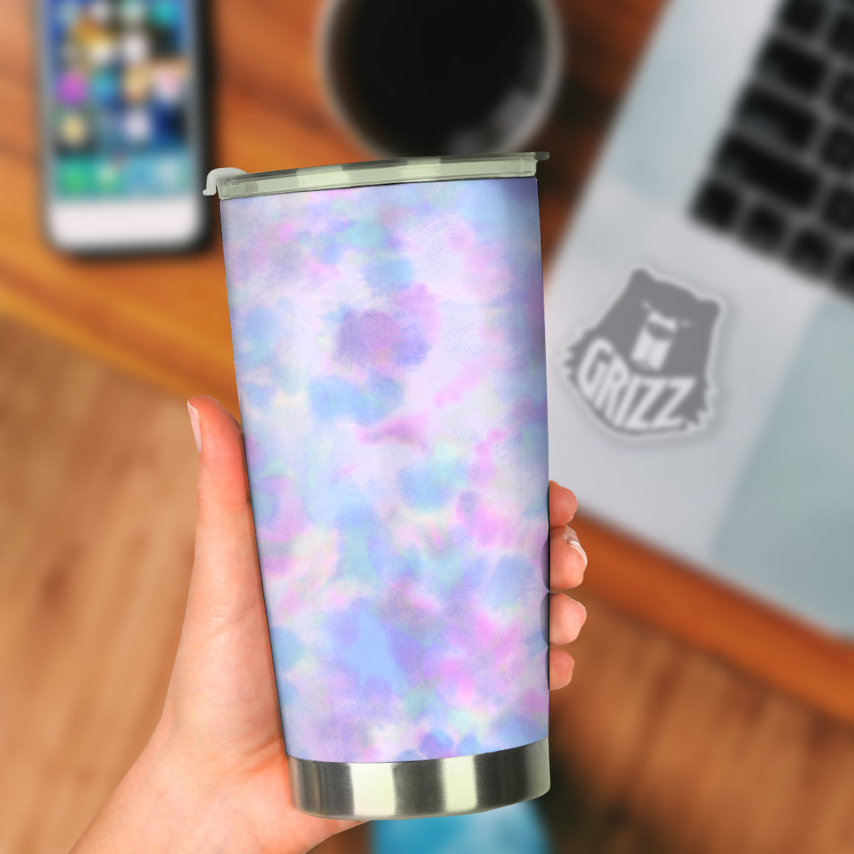 Purple And Blue Tie Dye Shibori Print Tumbler-grizzshop