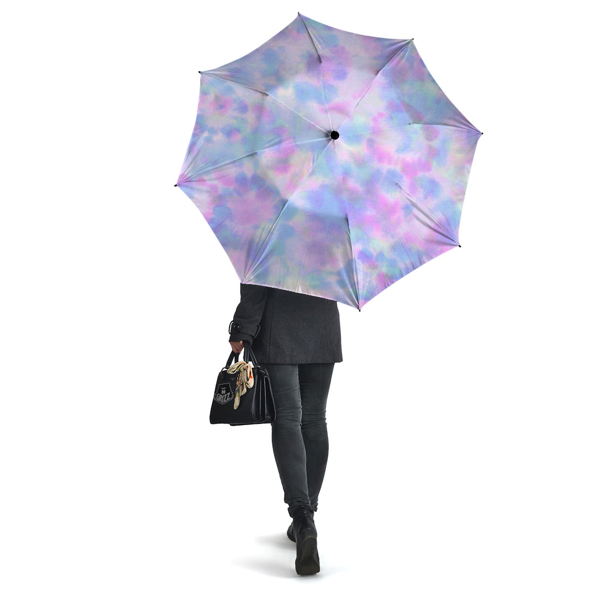 Purple And Blue Tie Dye Shibori Print Umbrella-grizzshop