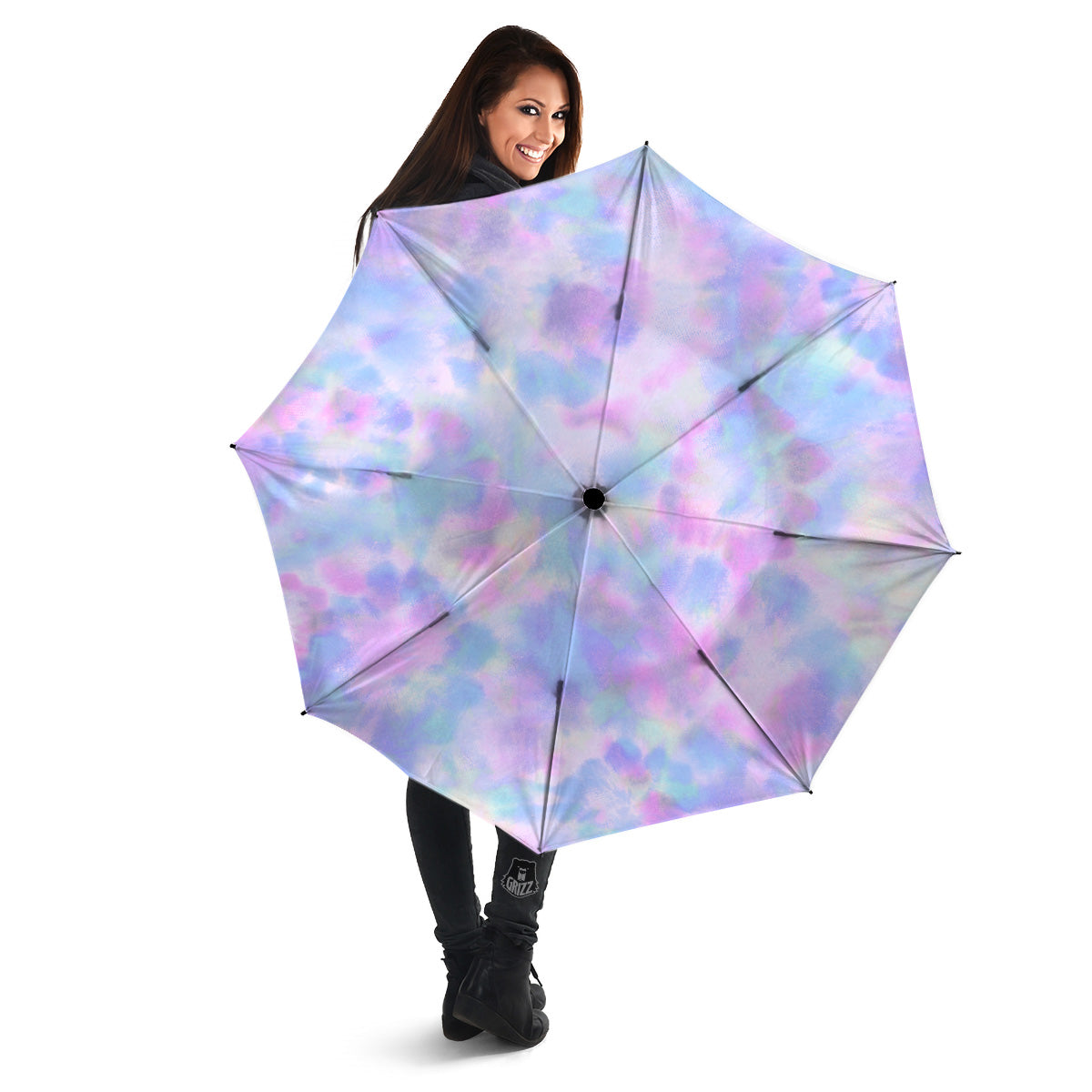 Purple And Blue Tie Dye Shibori Print Umbrella-grizzshop