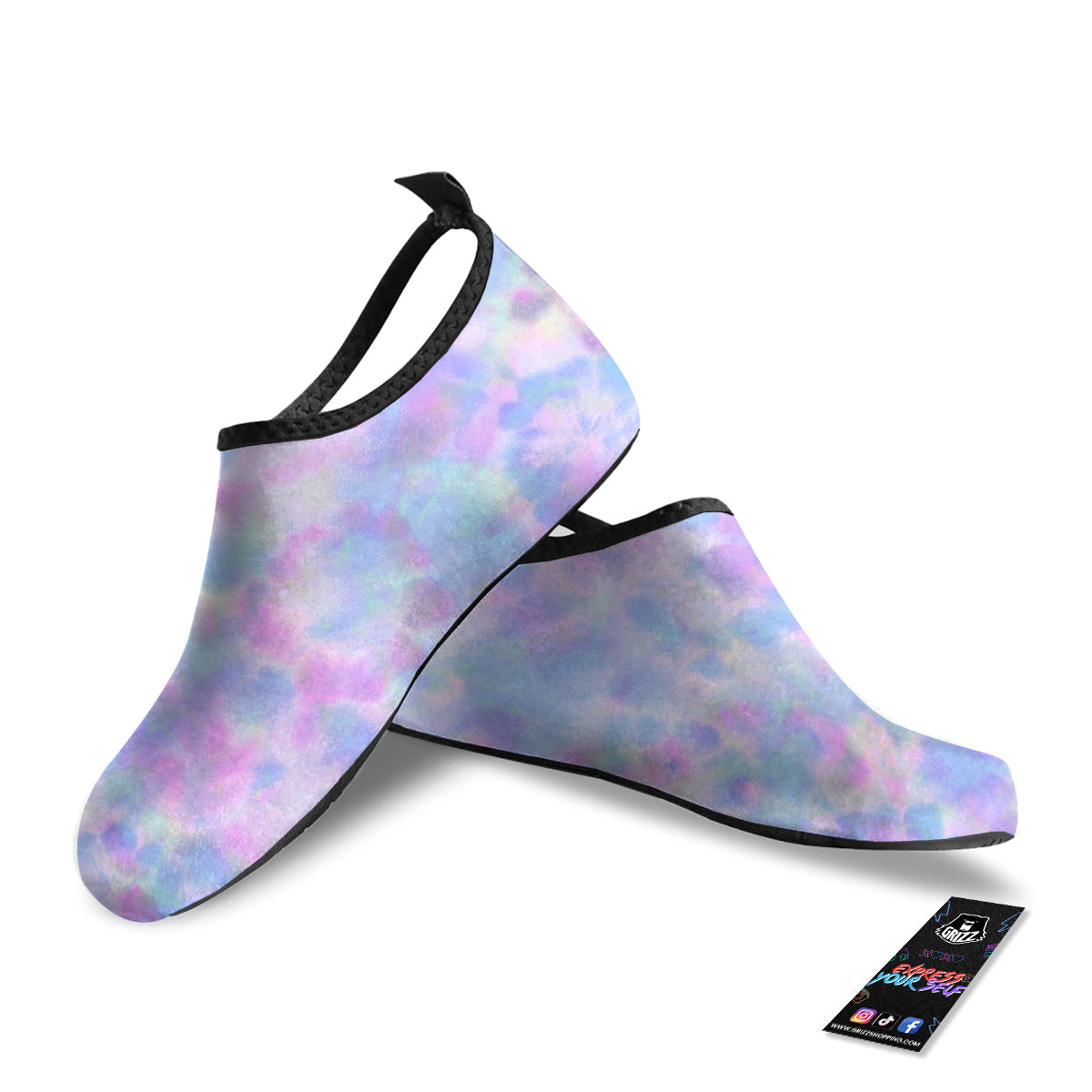 Purple And Blue Tie Dye Shibori Print Water Shoes-grizzshop
