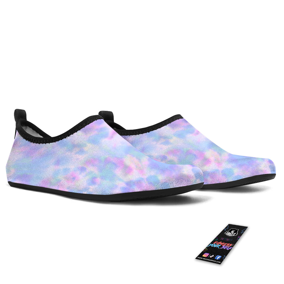 Purple And Blue Tie Dye Shibori Print Water Shoes-grizzshop