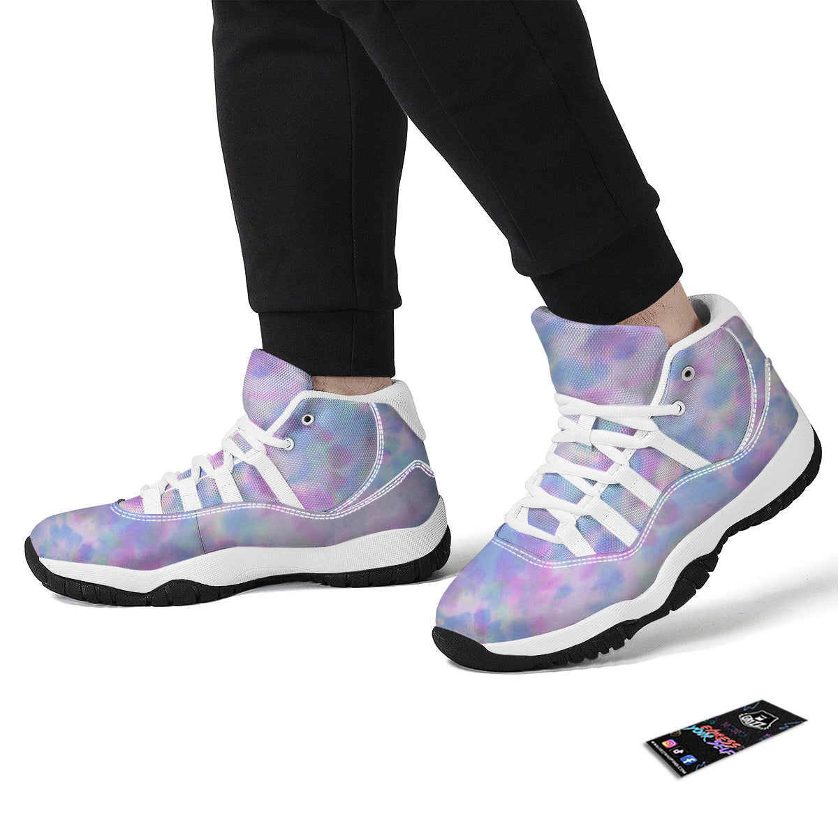 Purple And Blue Tie Dye Shibori Print White Bball Shoes-grizzshop