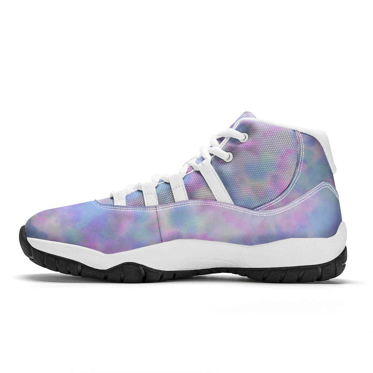 Purple And Blue Tie Dye Shibori Print White Bball Shoes-grizzshop