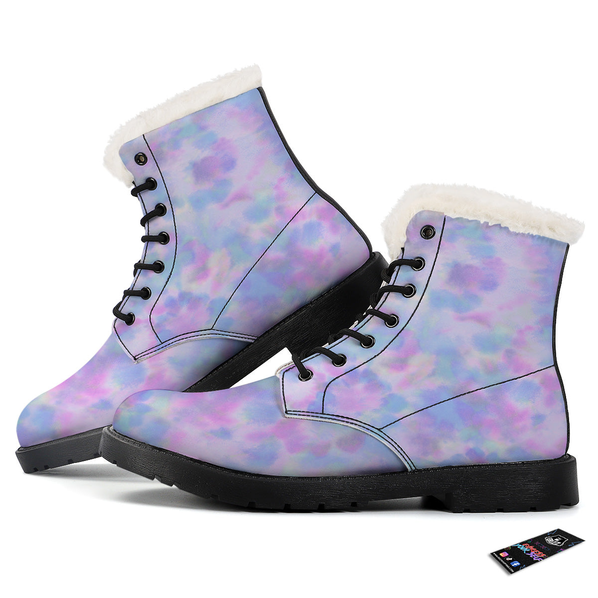 Purple And Blue Tie Dye Shibori Print Winter Boots-grizzshop