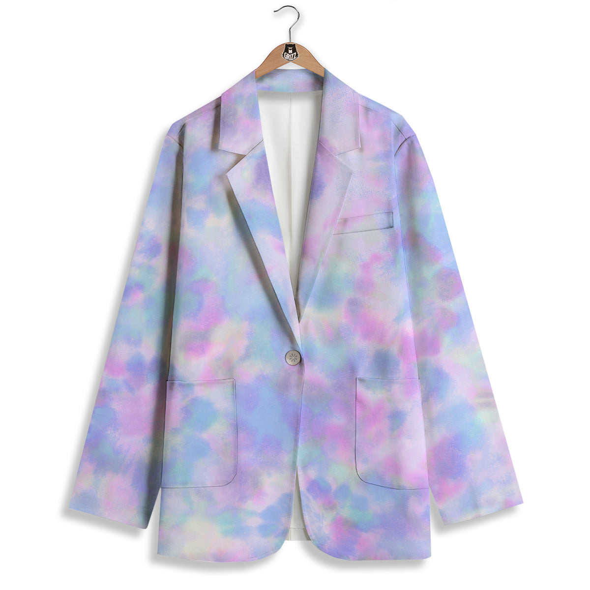 Purple And Blue Tie Dye Shibori Print Women's Blazer-grizzshop