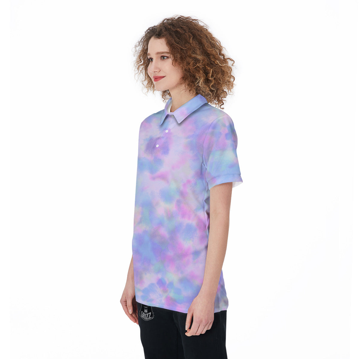 Purple And Blue Tie Dye Shibori Print Women's Golf Shirts-grizzshop