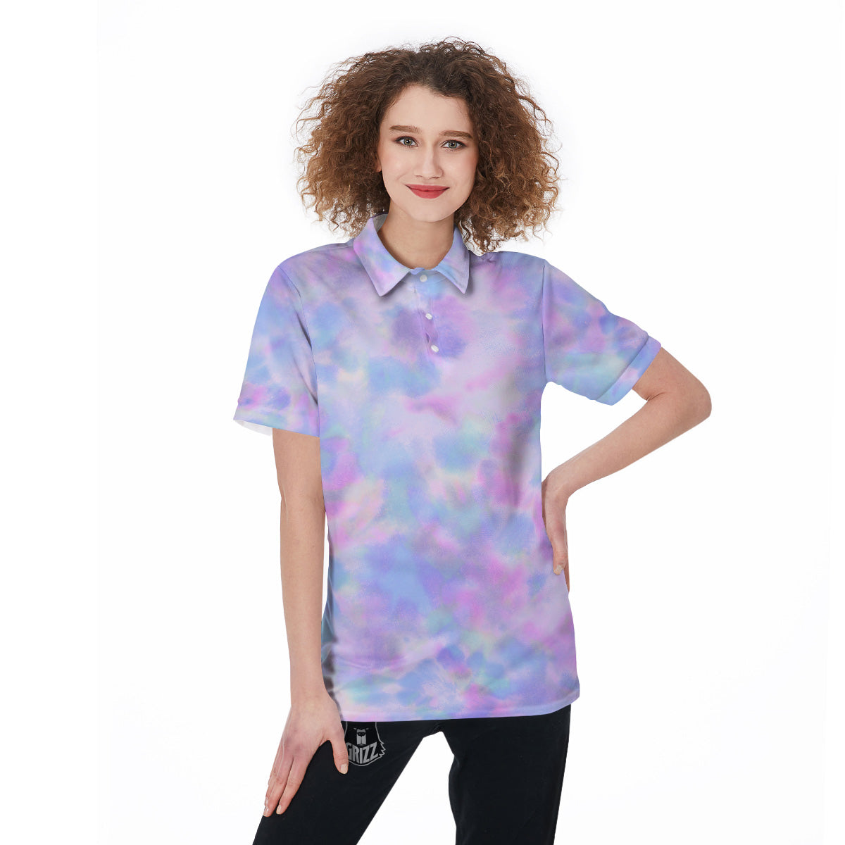 Purple And Blue Tie Dye Shibori Print Women's Golf Shirts-grizzshop