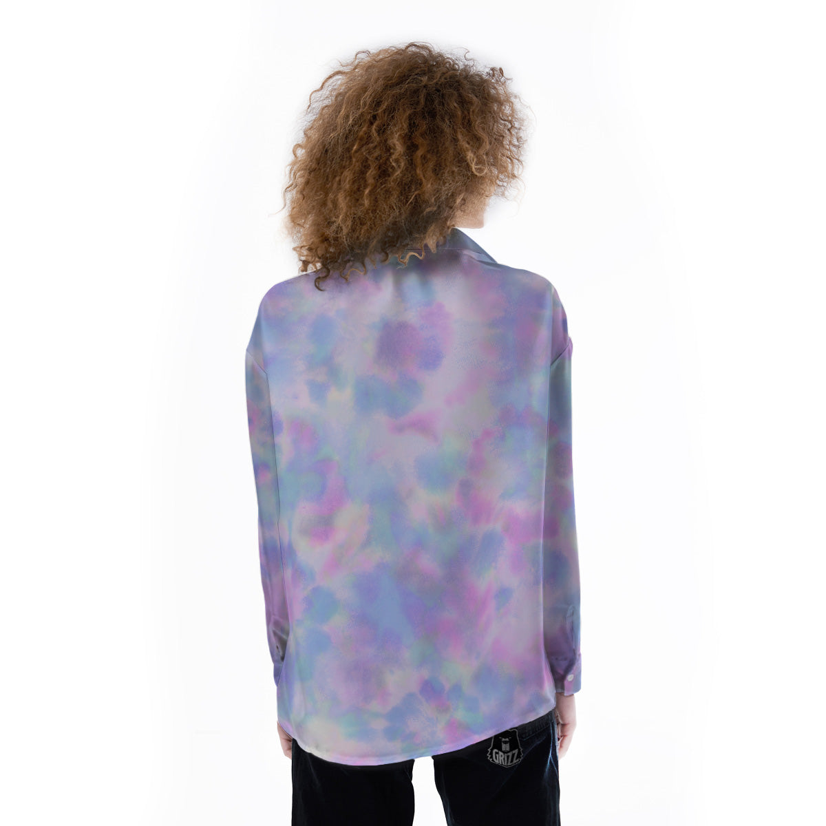 Purple And Blue Tie Dye Shibori Print Women's Long Sleeve Shirts-grizzshop