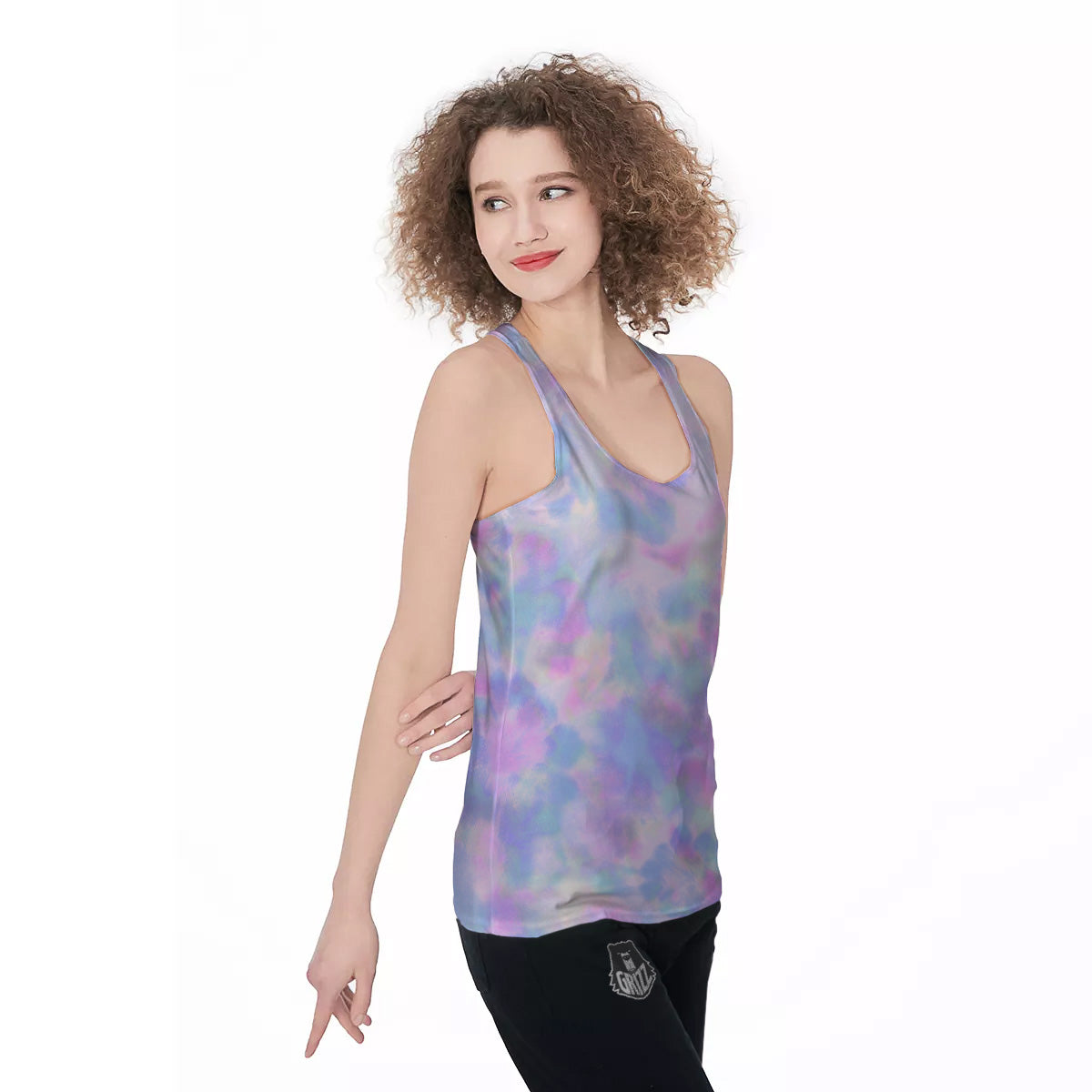 Purple And Blue Tie Dye Shibori Print Women's Racerback Tank Top-grizzshop