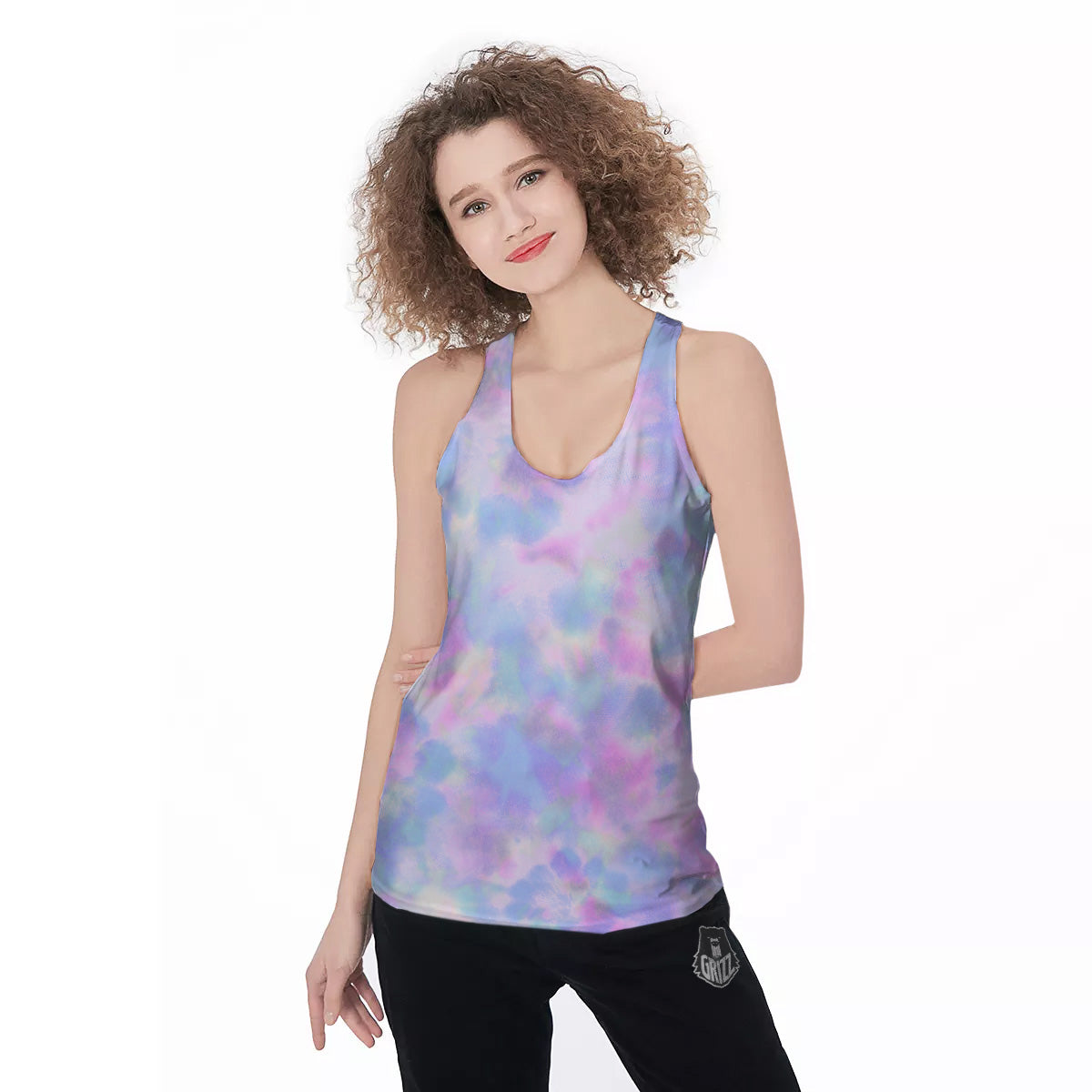 Purple And Blue Tie Dye Shibori Print Women's Racerback Tank Top-grizzshop