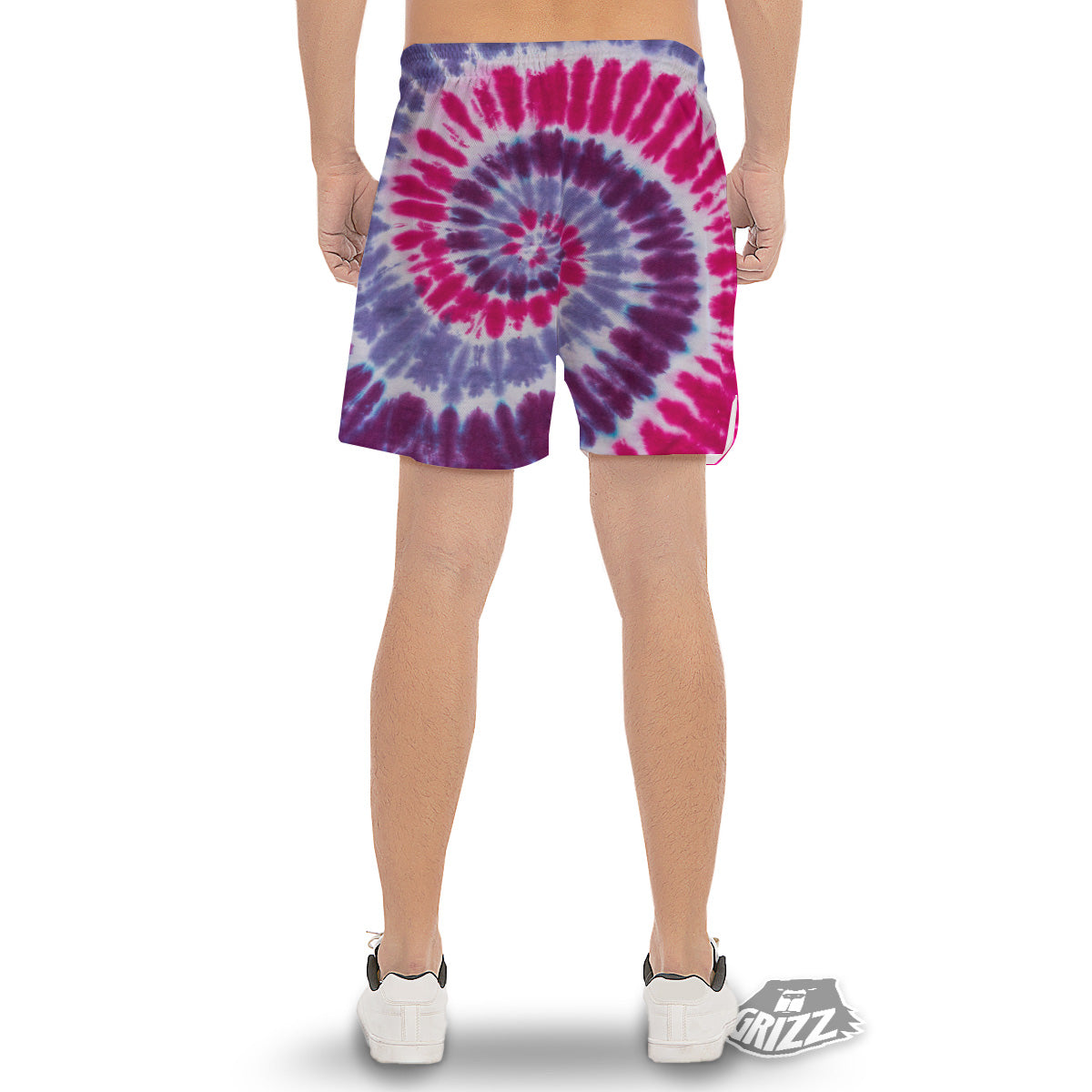 Purple And Blue Tie Dye Spiral Print Men's Gym Shorts-grizzshop