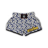 Purple And White Gardenia Print Pattern Muay Thai Boxing Shorts-grizzshop