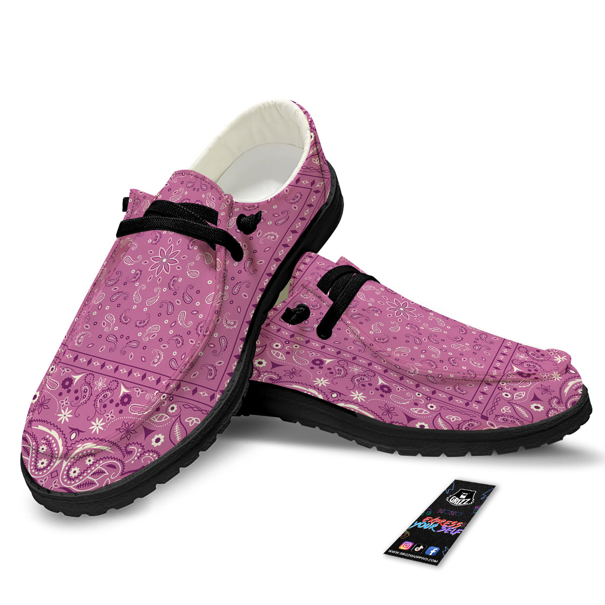 Purple Bandana Print Black Loafers-grizzshop