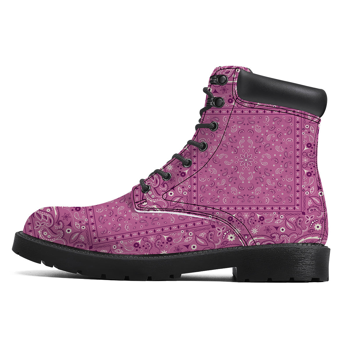 Purple Bandana Print Boots-grizzshop
