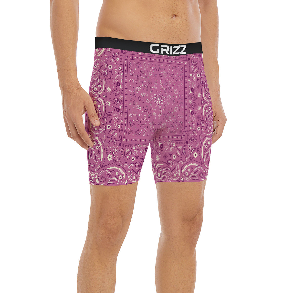Purple Bandana Print Boxer Briefs-grizzshop