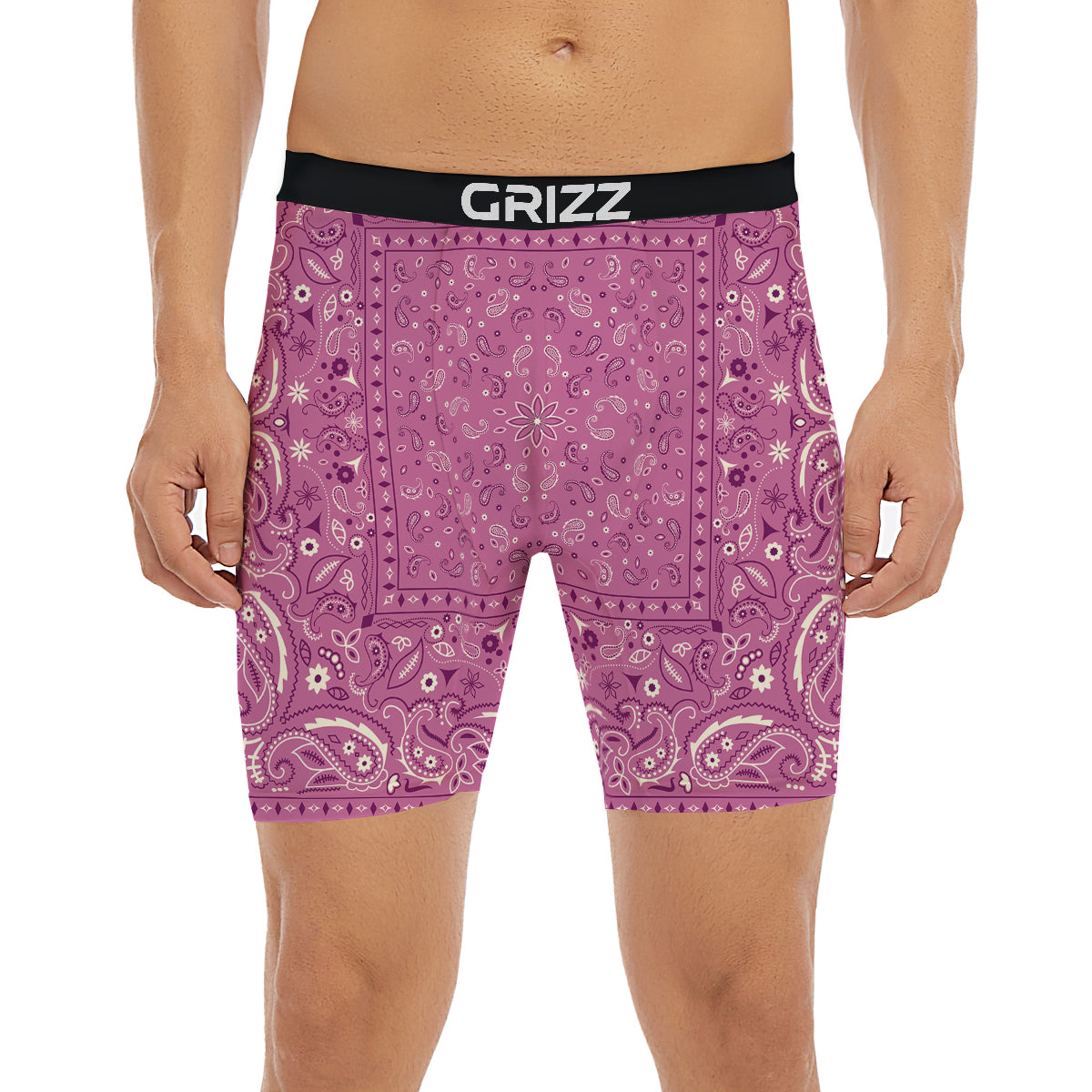 Purple Bandana Print Boxer Briefs-grizzshop