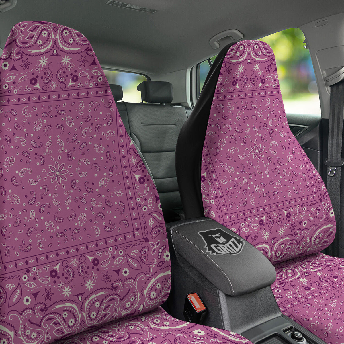 Purple Bandana Print Car Seat Covers-grizzshop