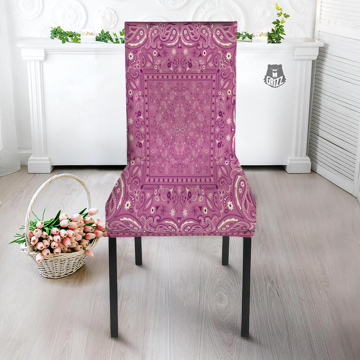 Purple Bandana Print Dining Chair Slipcover-grizzshop