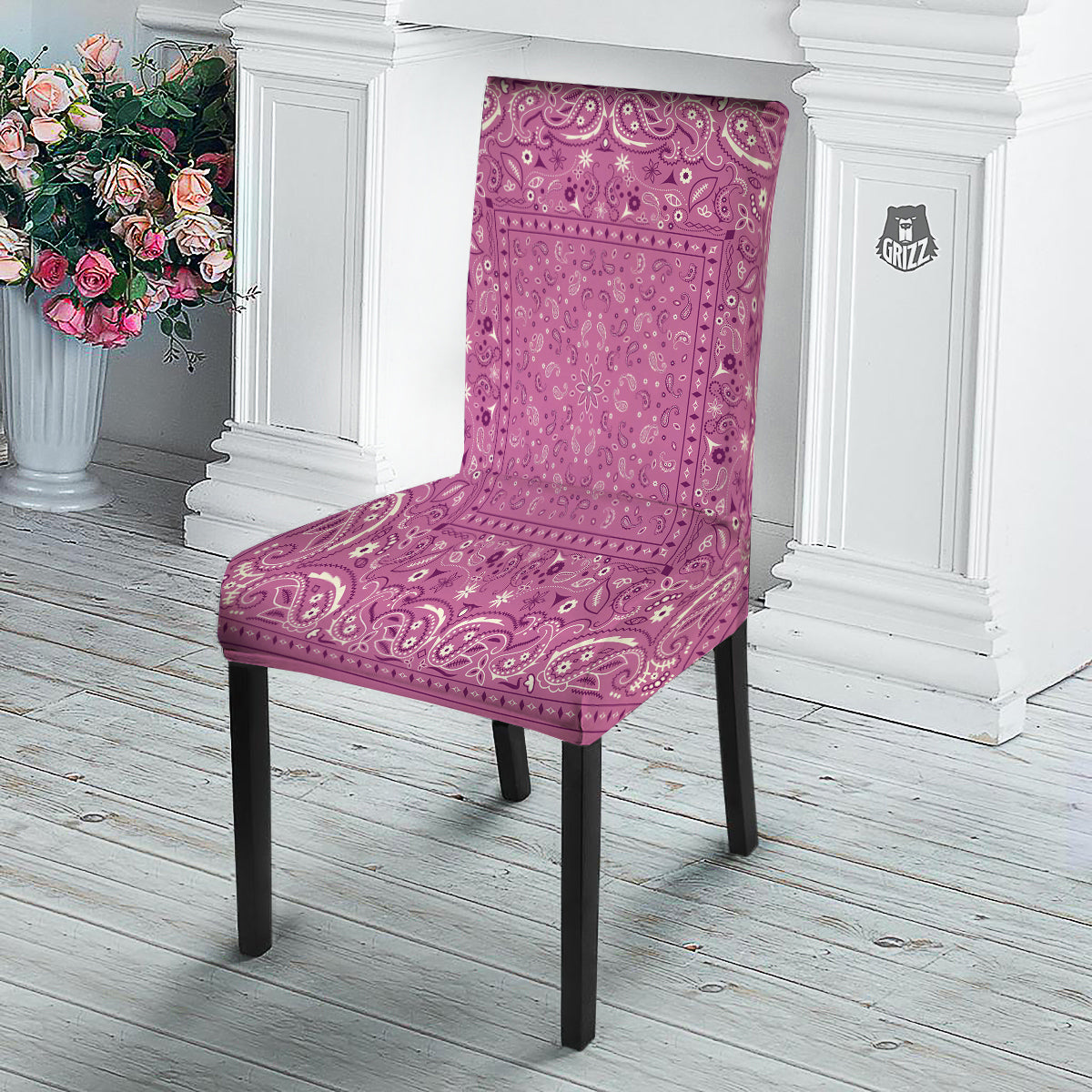 Purple Bandana Print Dining Chair Slipcover-grizzshop