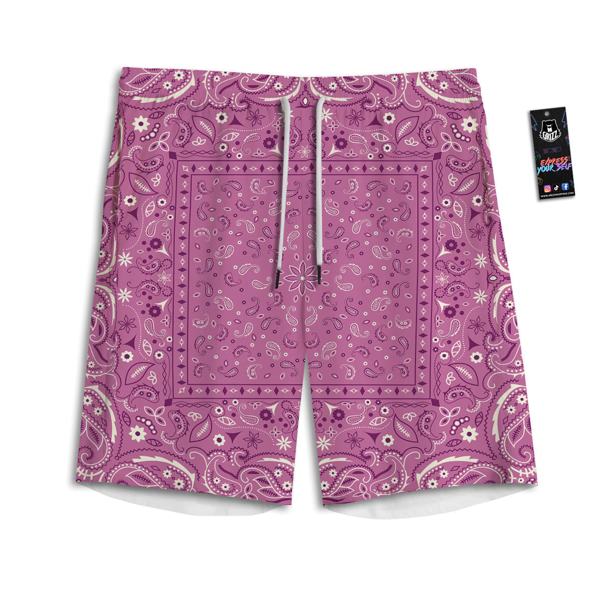 Purple Bandana Print Men's Athletic Shorts