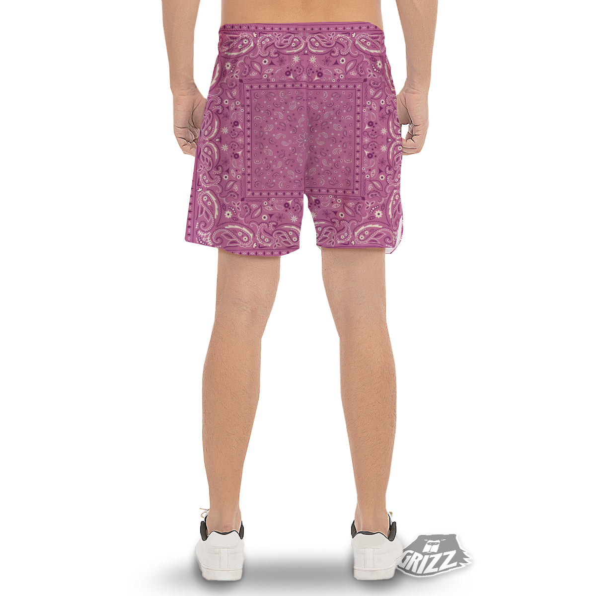 Purple Bandana Print Men's Gym Shorts-grizzshop