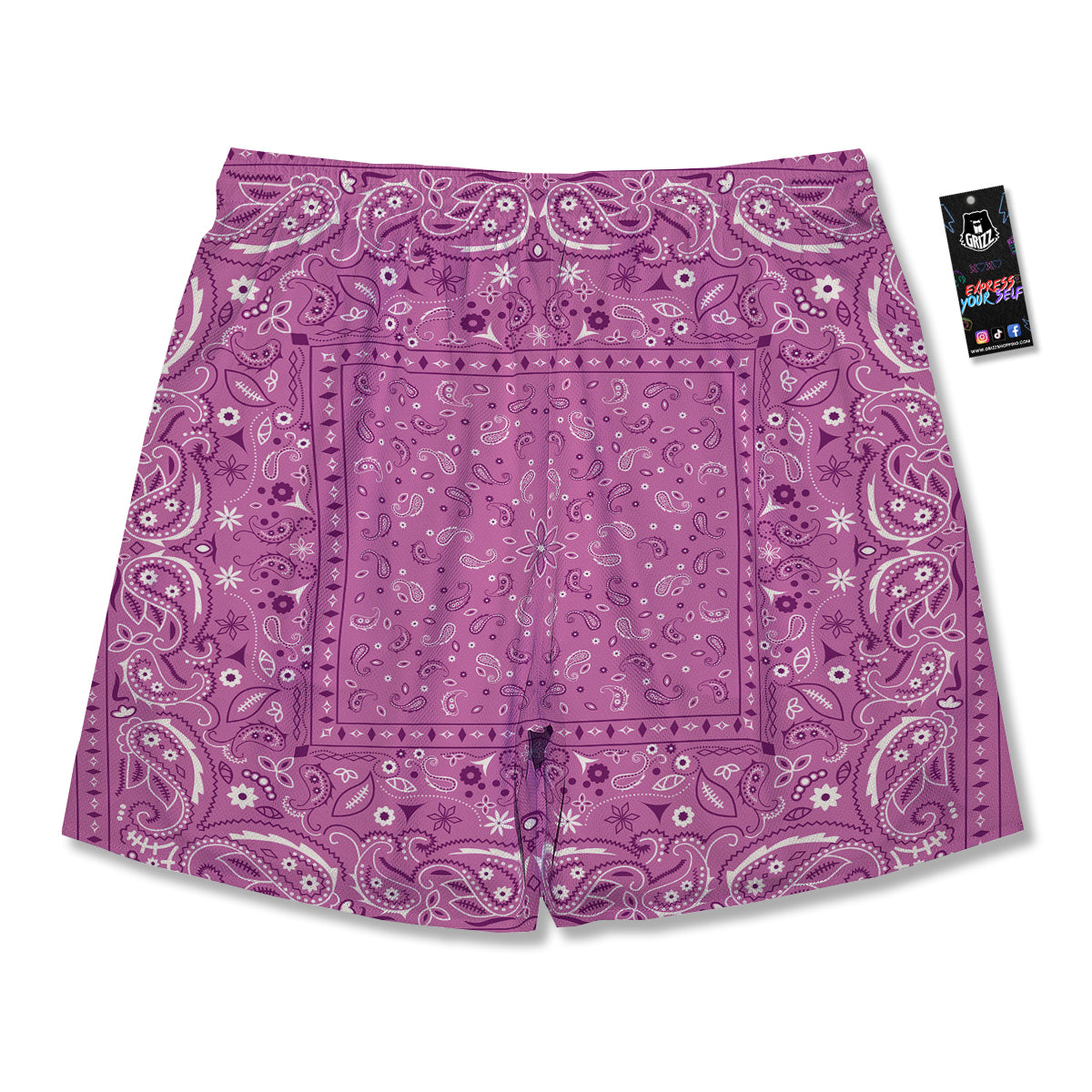 Purple Bandana Print Men's Running Shorts-grizzshop