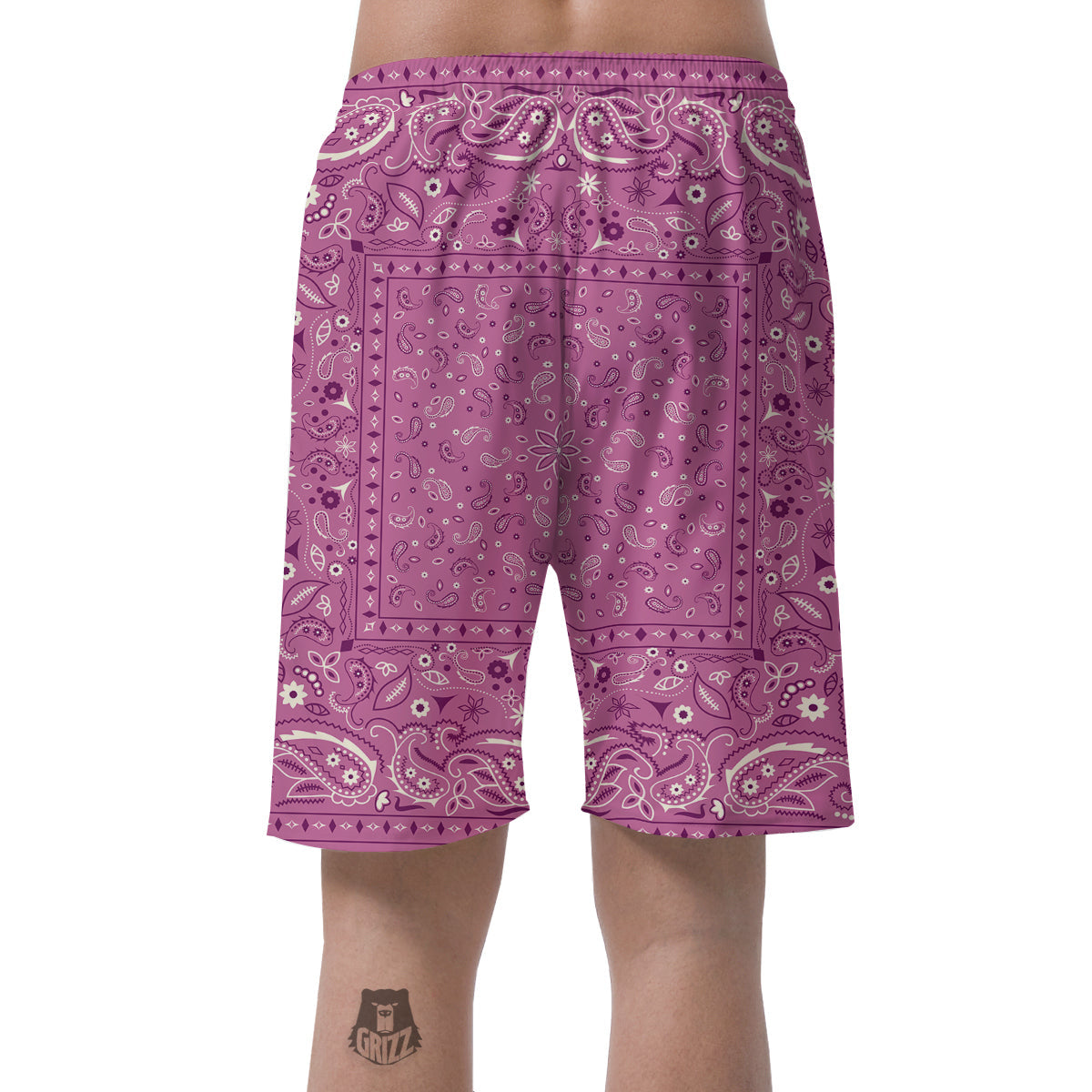 Purple Bandana Print Men's Shorts-grizzshop