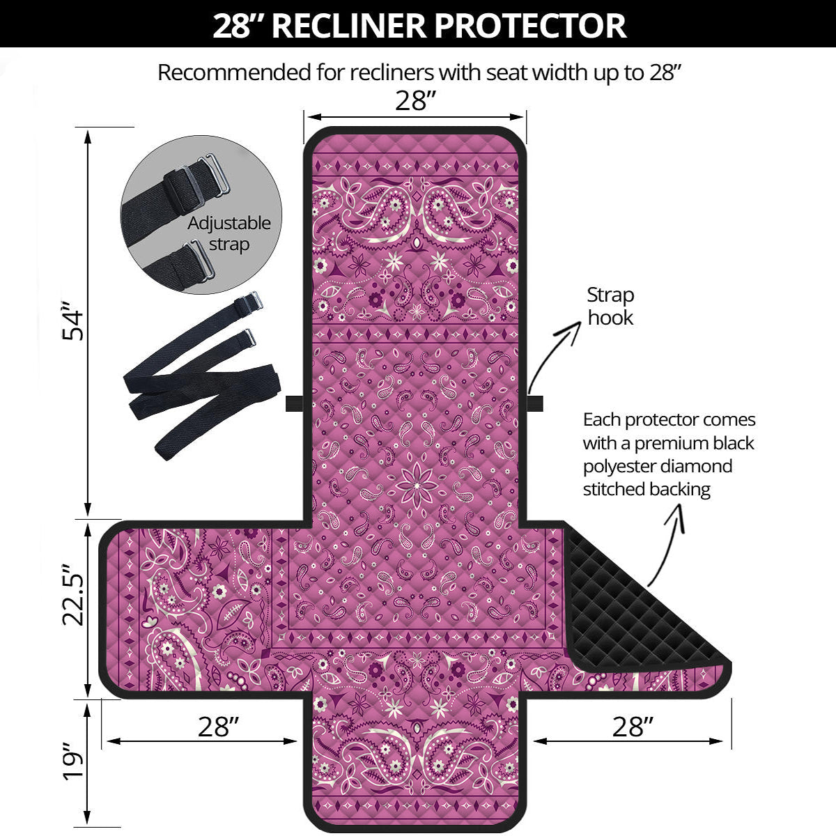 Purple Bandana Print Recliner Protector-grizzshop