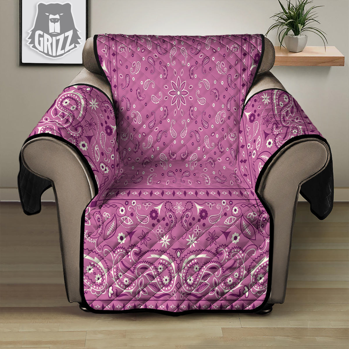 Purple Bandana Print Recliner Protector-grizzshop