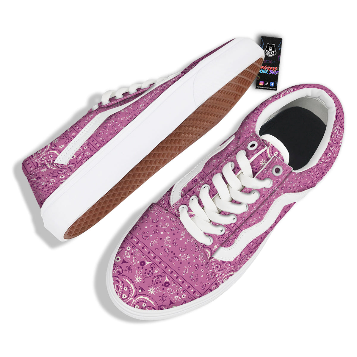 Purple Bandana Print Skate Shoes-grizzshop