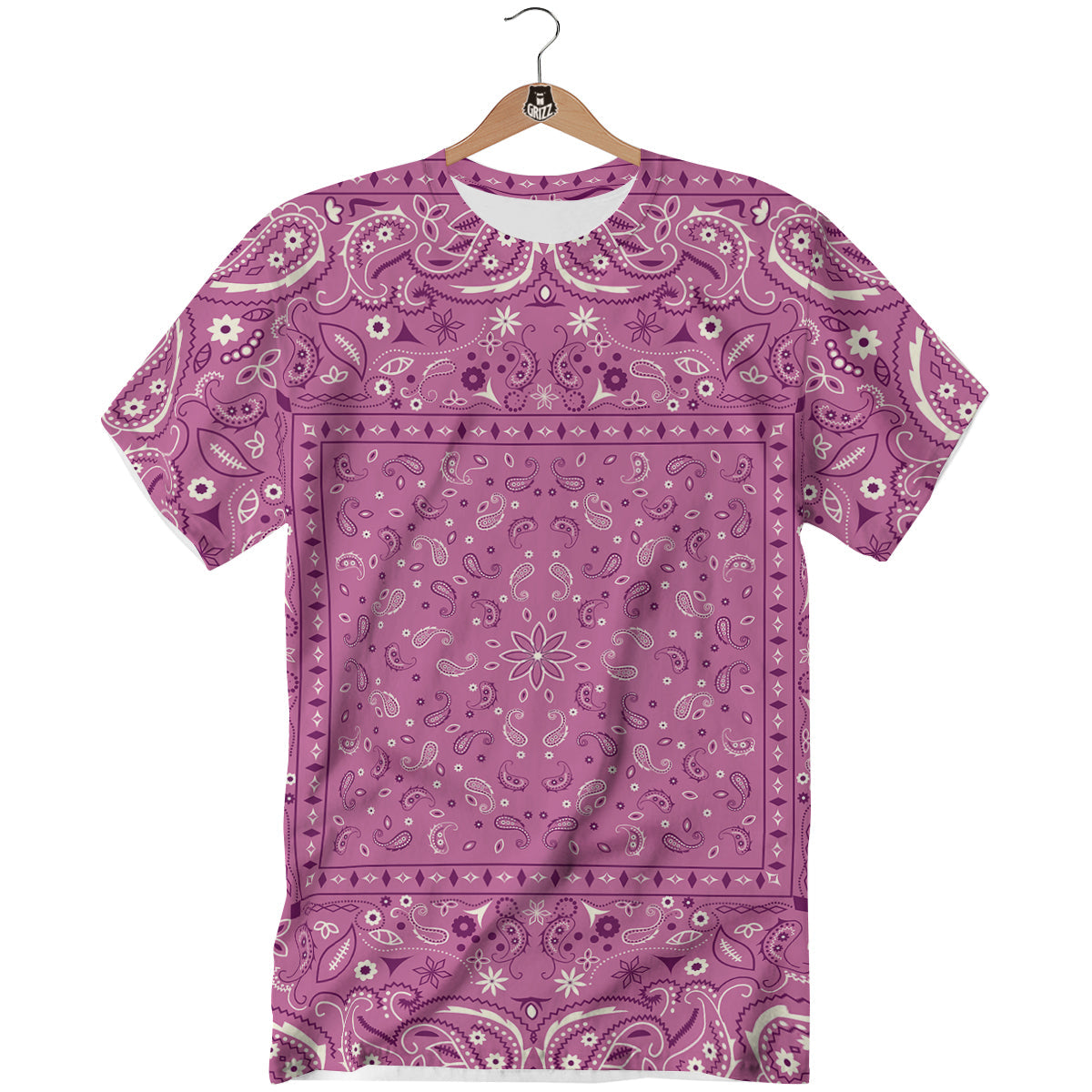 Purple Bandana Print T-Shirt-grizzshop