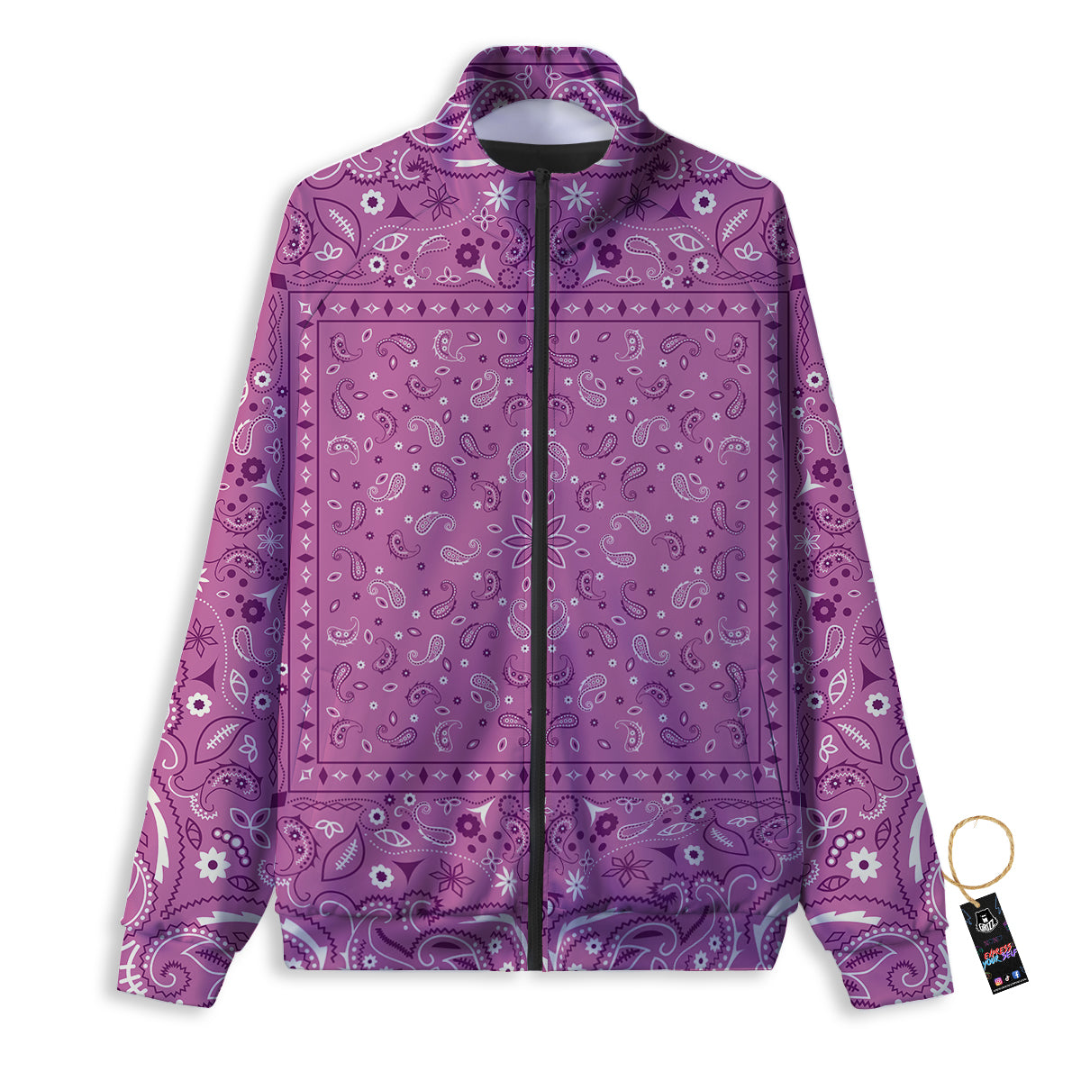 Purple Bandana Print Track Jacket-grizzshop