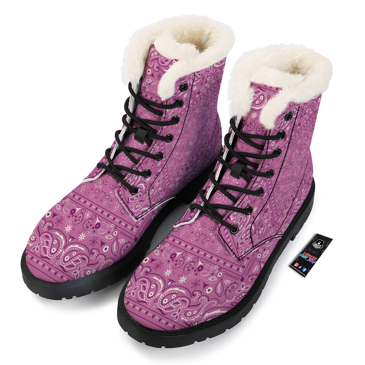 Purple Bandana Print Winter Boots-grizzshop