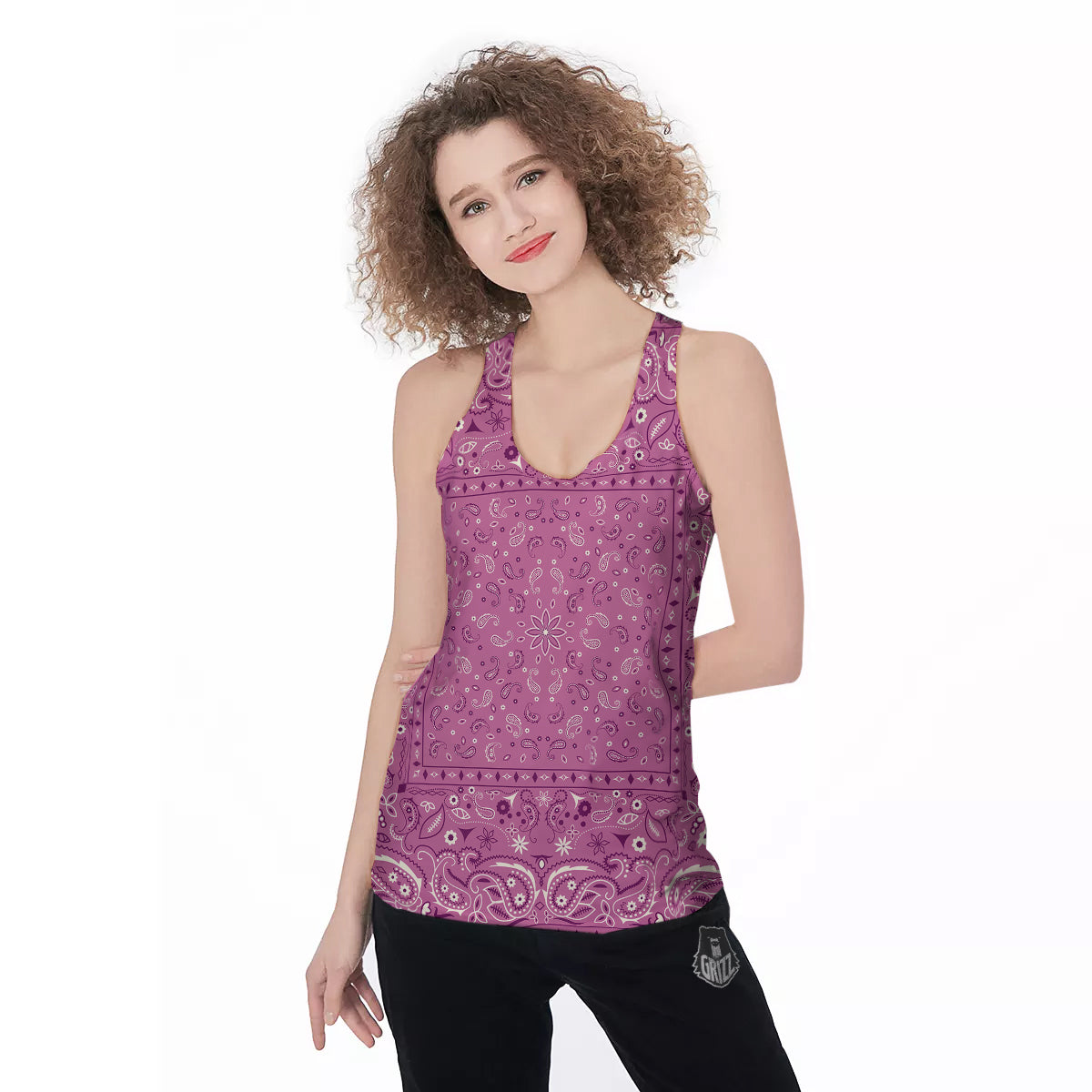 Purple Bandana Print Women's Racerback Tank Top-grizzshop