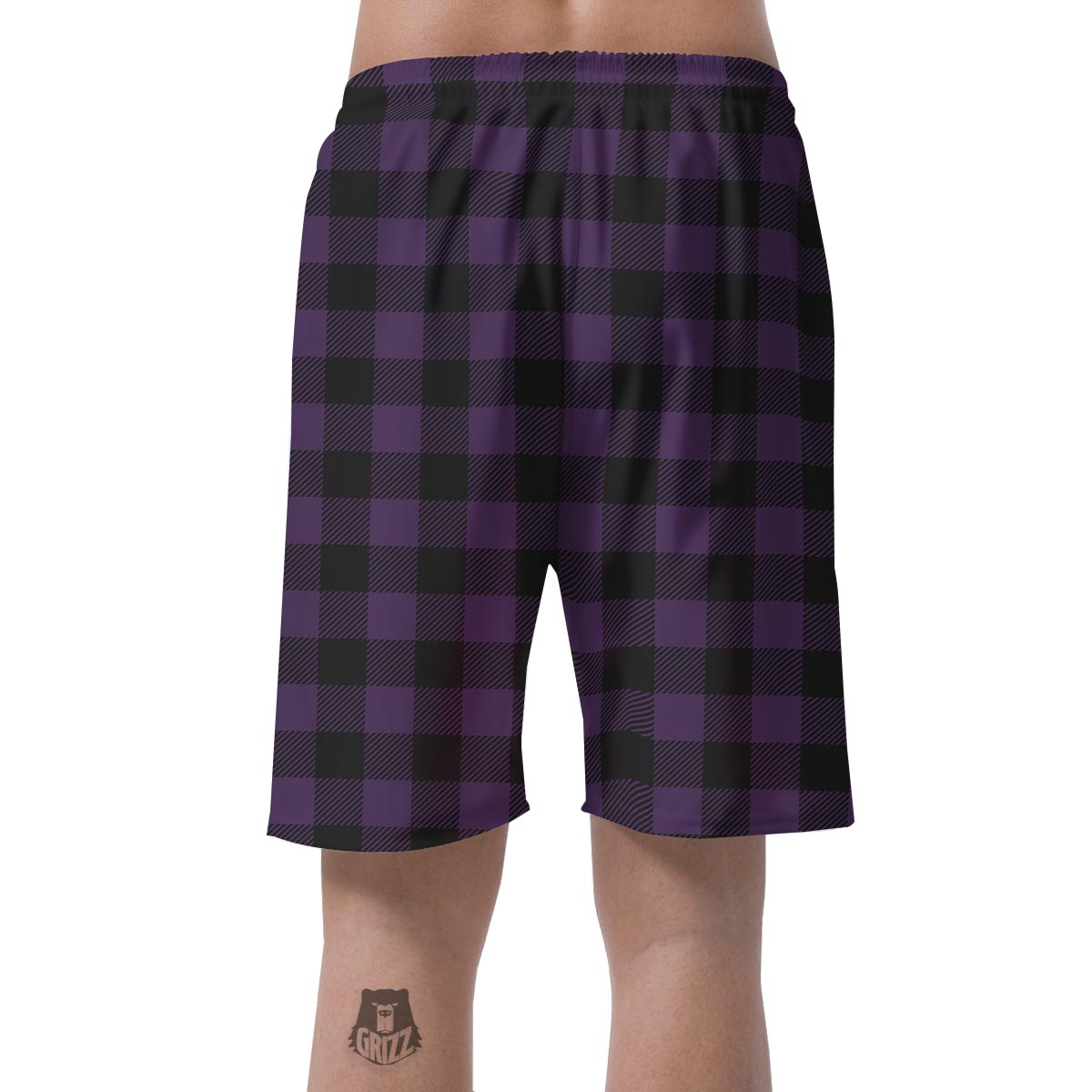 Purple Buffalo Plaid Men's Shorts-grizzshop