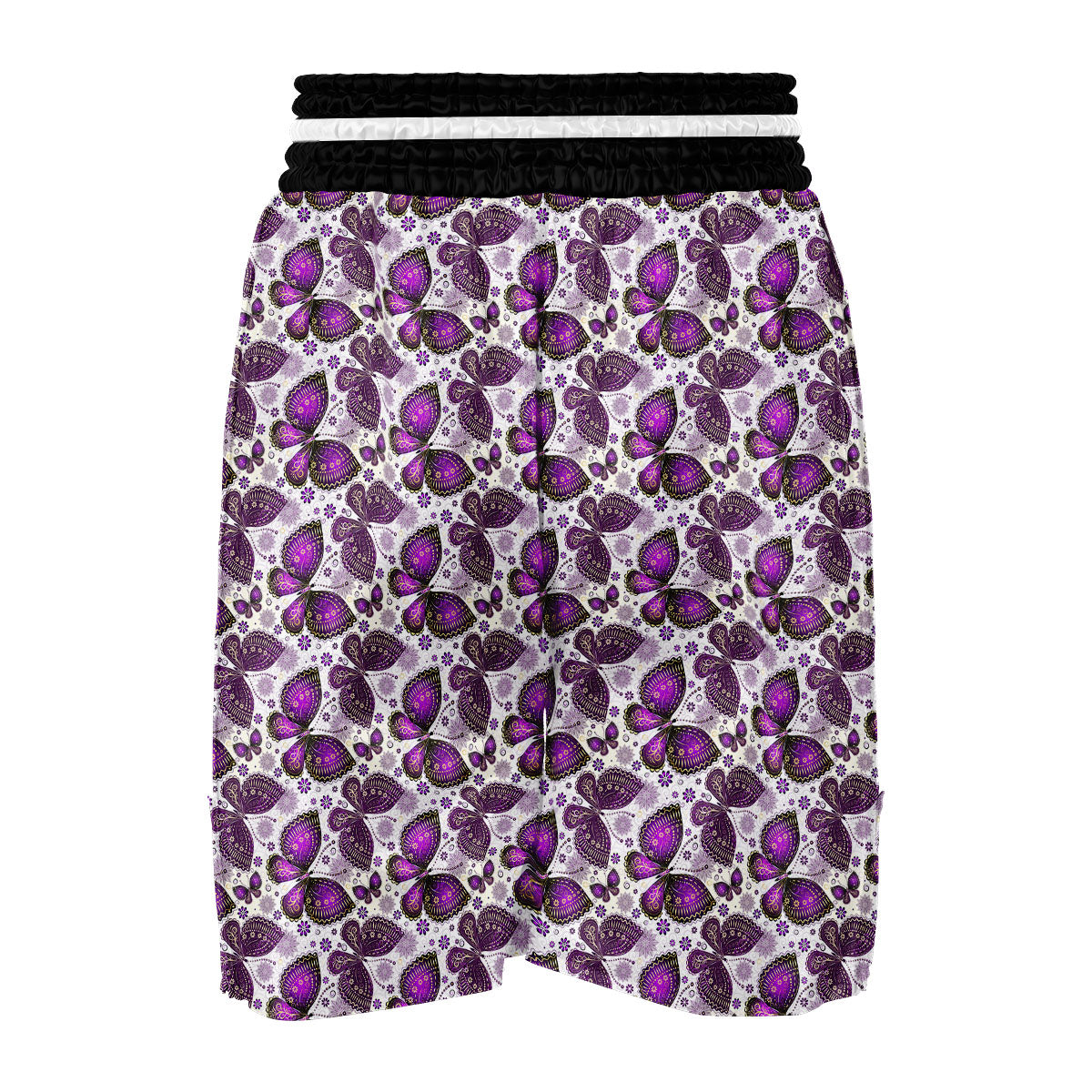 Purple Butterfly Pattern Print Boxing Shorts-grizzshop