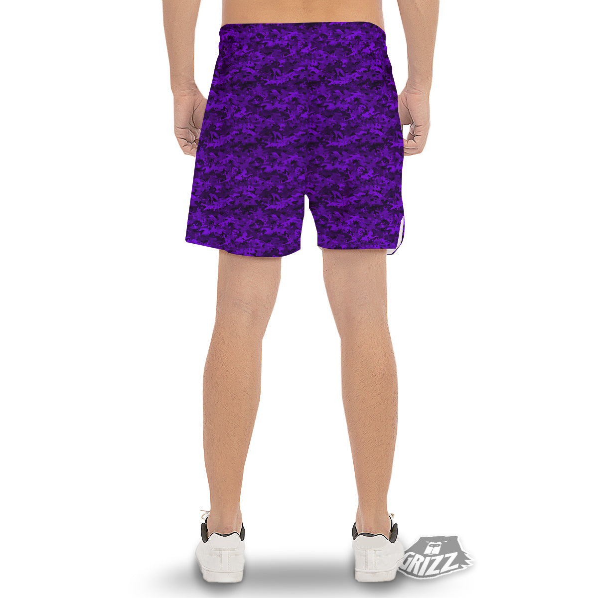 Purple Camouflage Dark Print Men's Gym Shorts-grizzshop