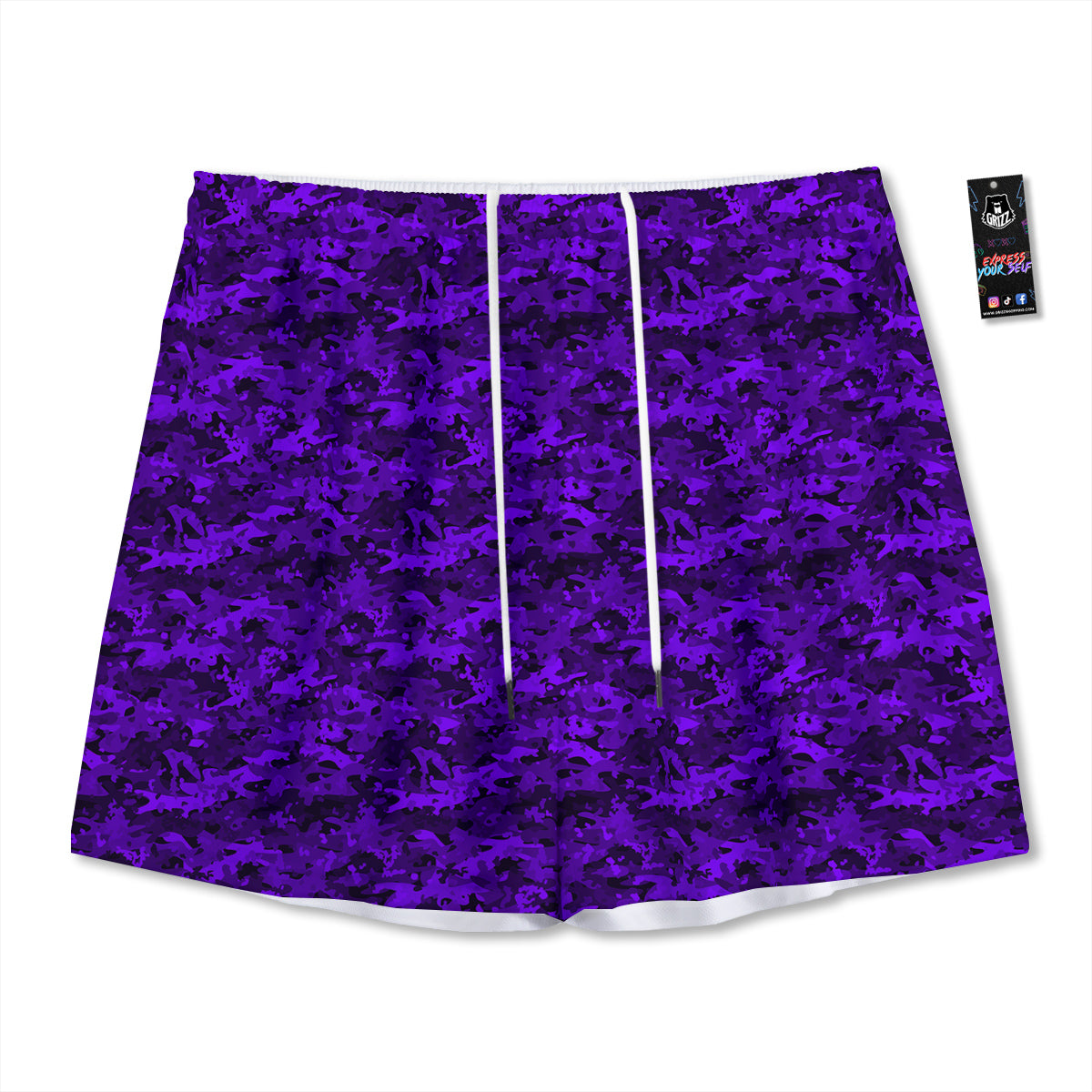 Purple Camouflage Dark Print Mesh Shorts