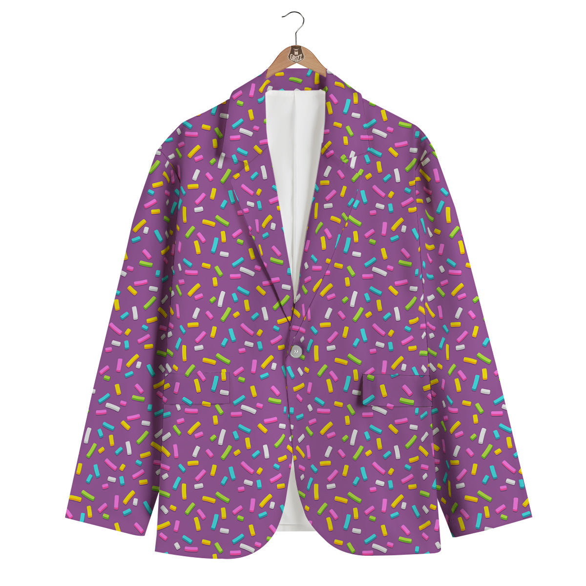 Purple Candy Sprinkles Sweet Print Pattern Men's Blazer-grizzshop